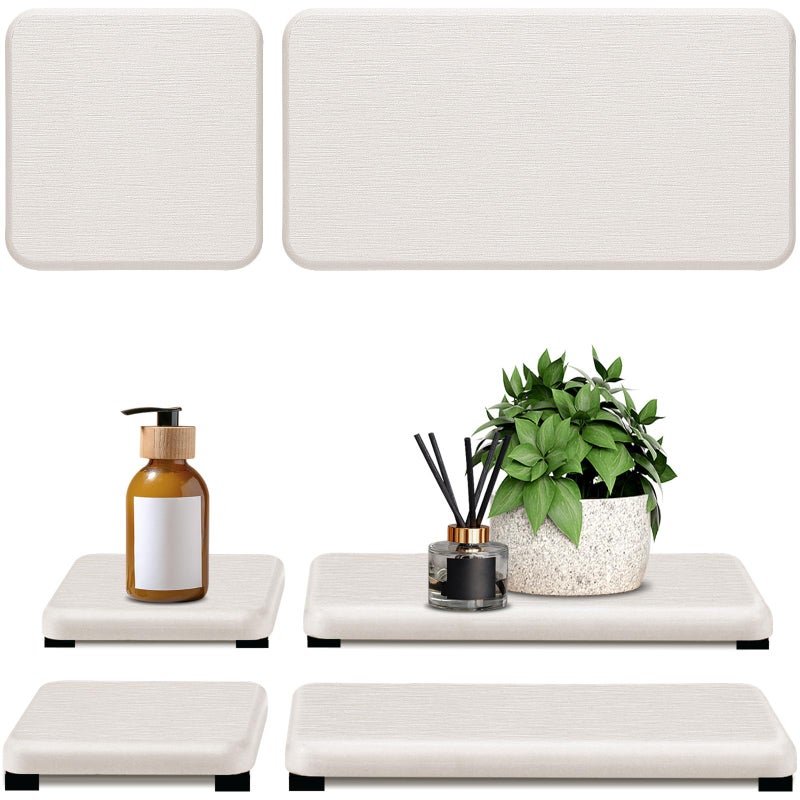 Lyxel 4PCS Water Absorbing Stone Tray  Quick Drying Diatomite Stone Sink Tray  Water Absorbent Stone Coasters for Bathroom Counter  Kitchen Soap Dish Holders Toothbrush Holders in Modern Home - Image 1